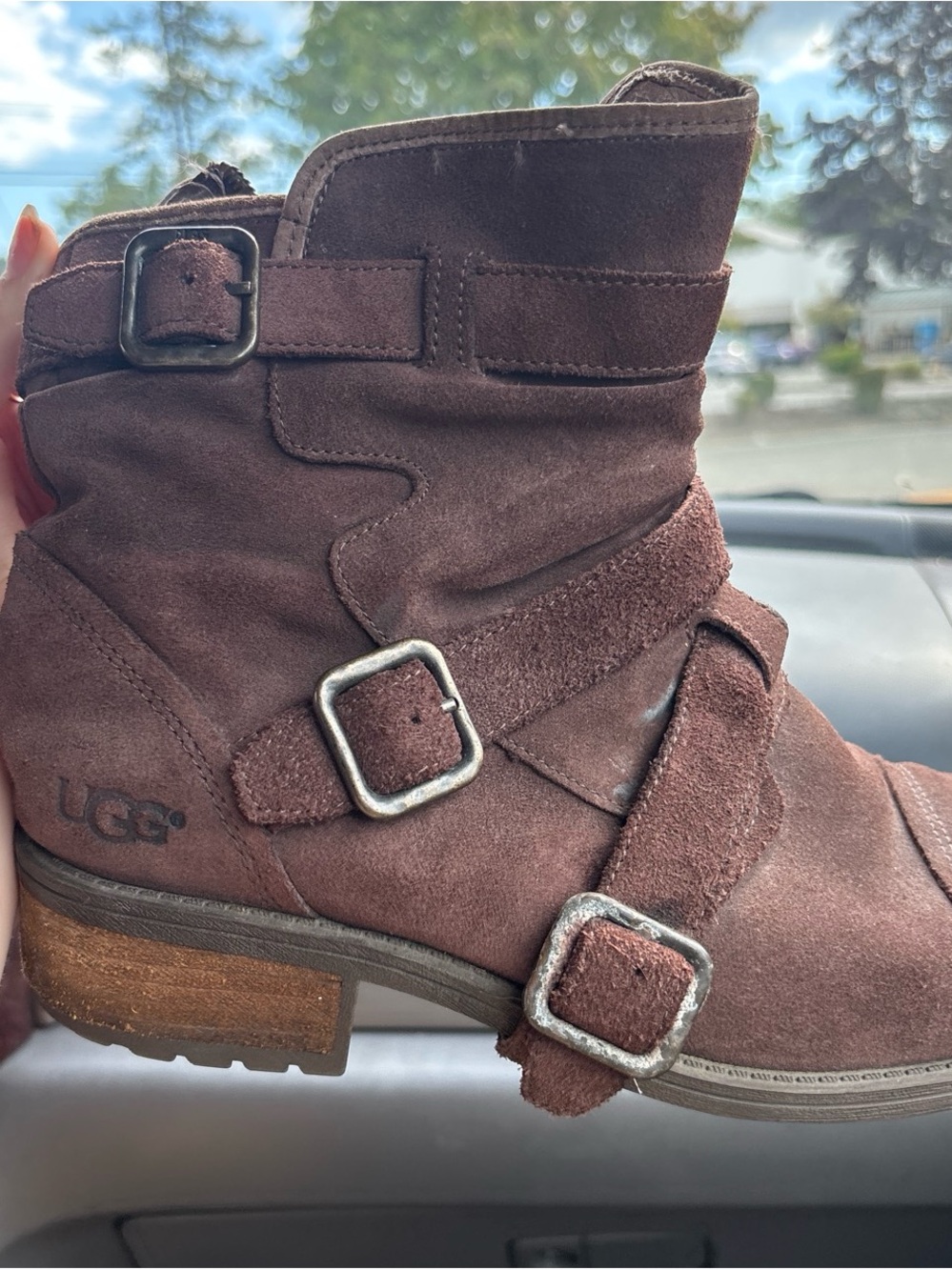 UGG Brown Suede Buckled Ankle Bootie 50% off from other lists
